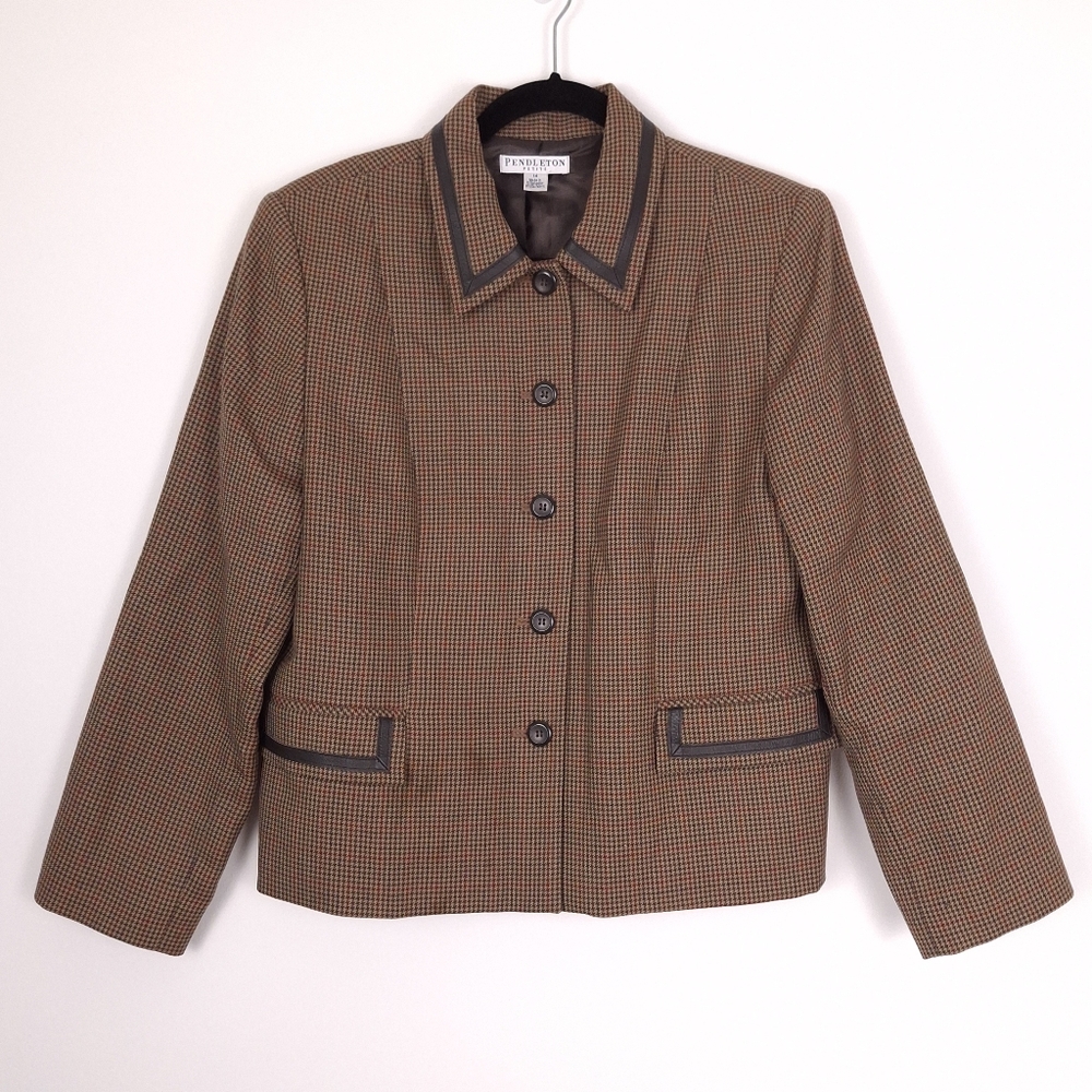 Pendleton wool houndstooth blazer dark academia equestrian English countryside